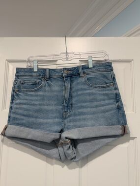 American Eagle Outfitters Light Blue Rolled-Hem Denim Shorts